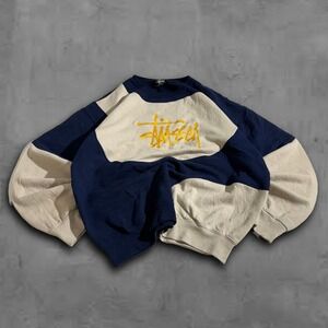 90s Vintage Stussy Rework Sweater Crewneck Hip-Hop Streetwear Style Size L